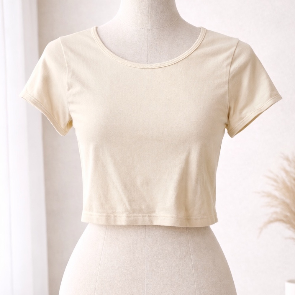 Free People Beige Short Sleeve Top